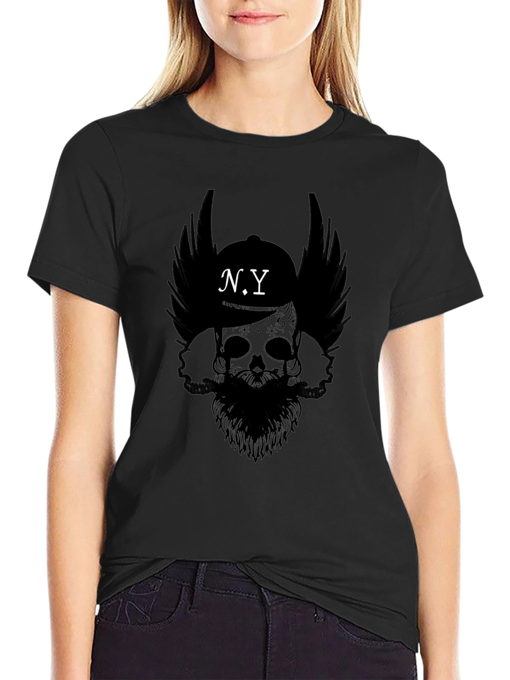 N.Y. Skull Graphic Black T-Shirt