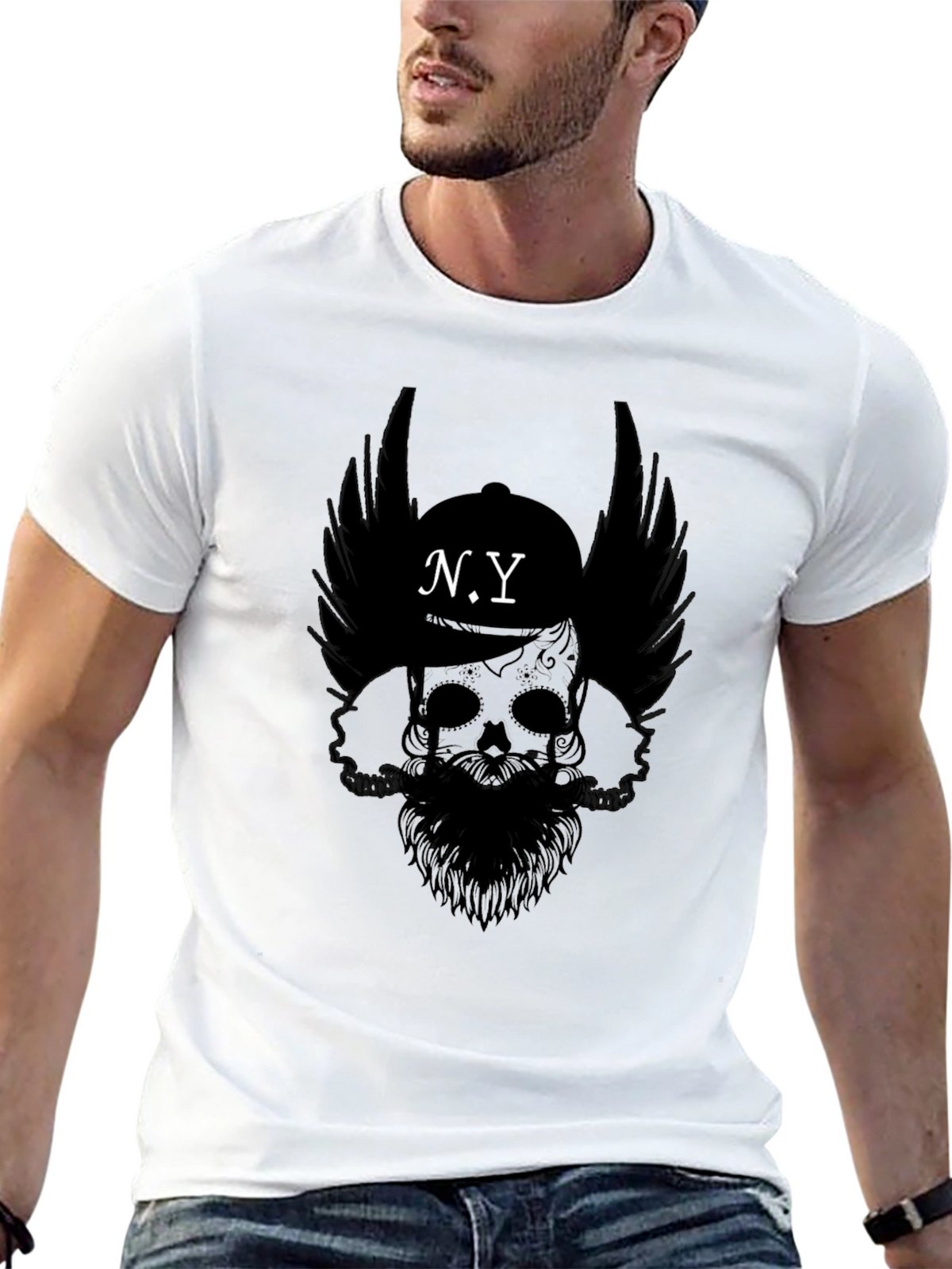 N.Y. Skull Graphic Black T-Shirt