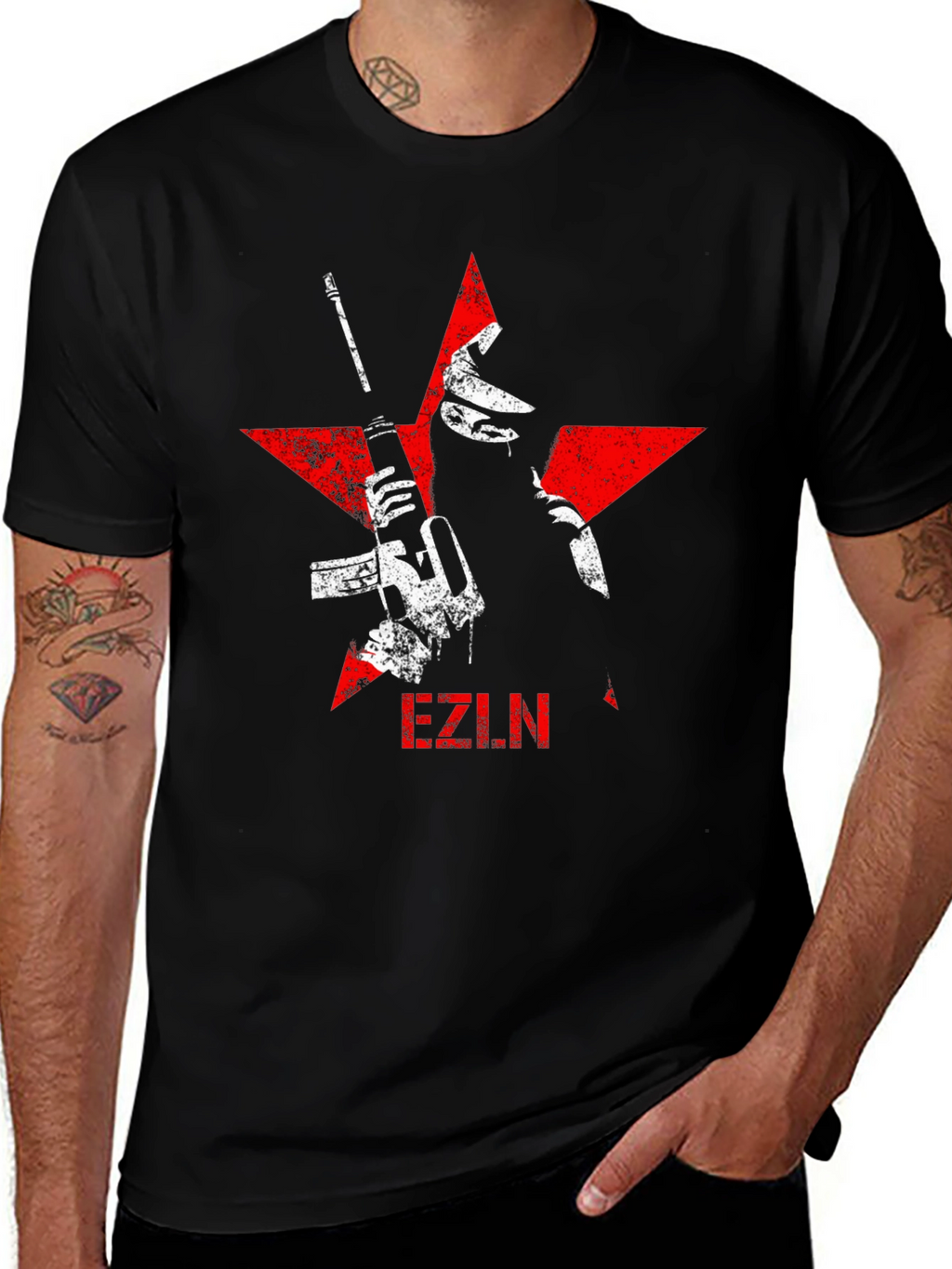 EZLN Graphic Tee - Red Star Black T-Shirt