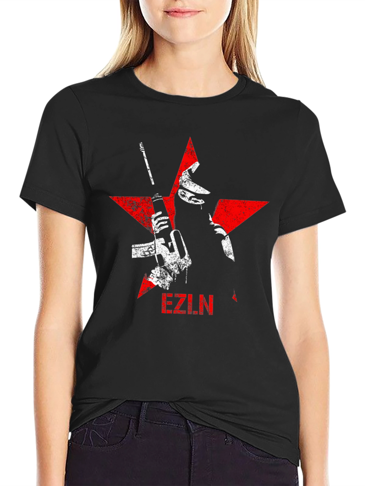 EZLN Graphic Tee - Red Star Black T-Shirt