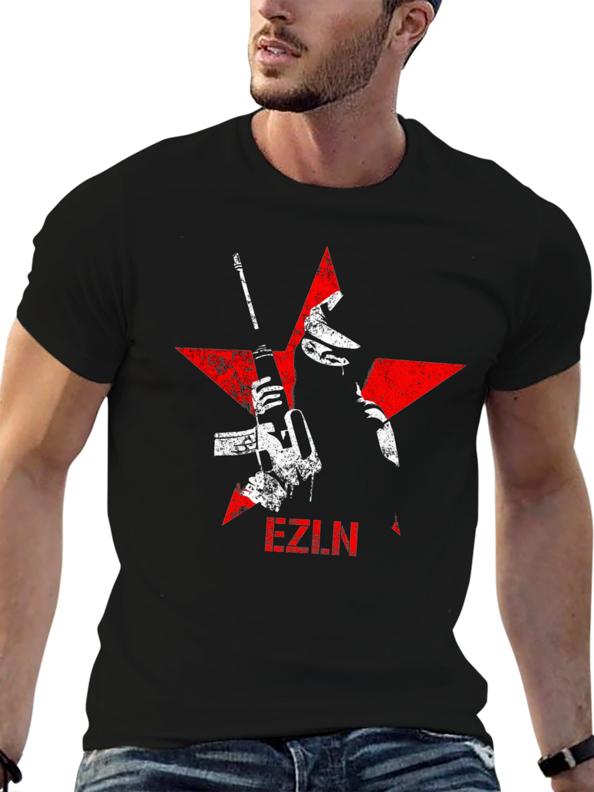 EZLN Graphic Tee - Red Star Black T-Shirt