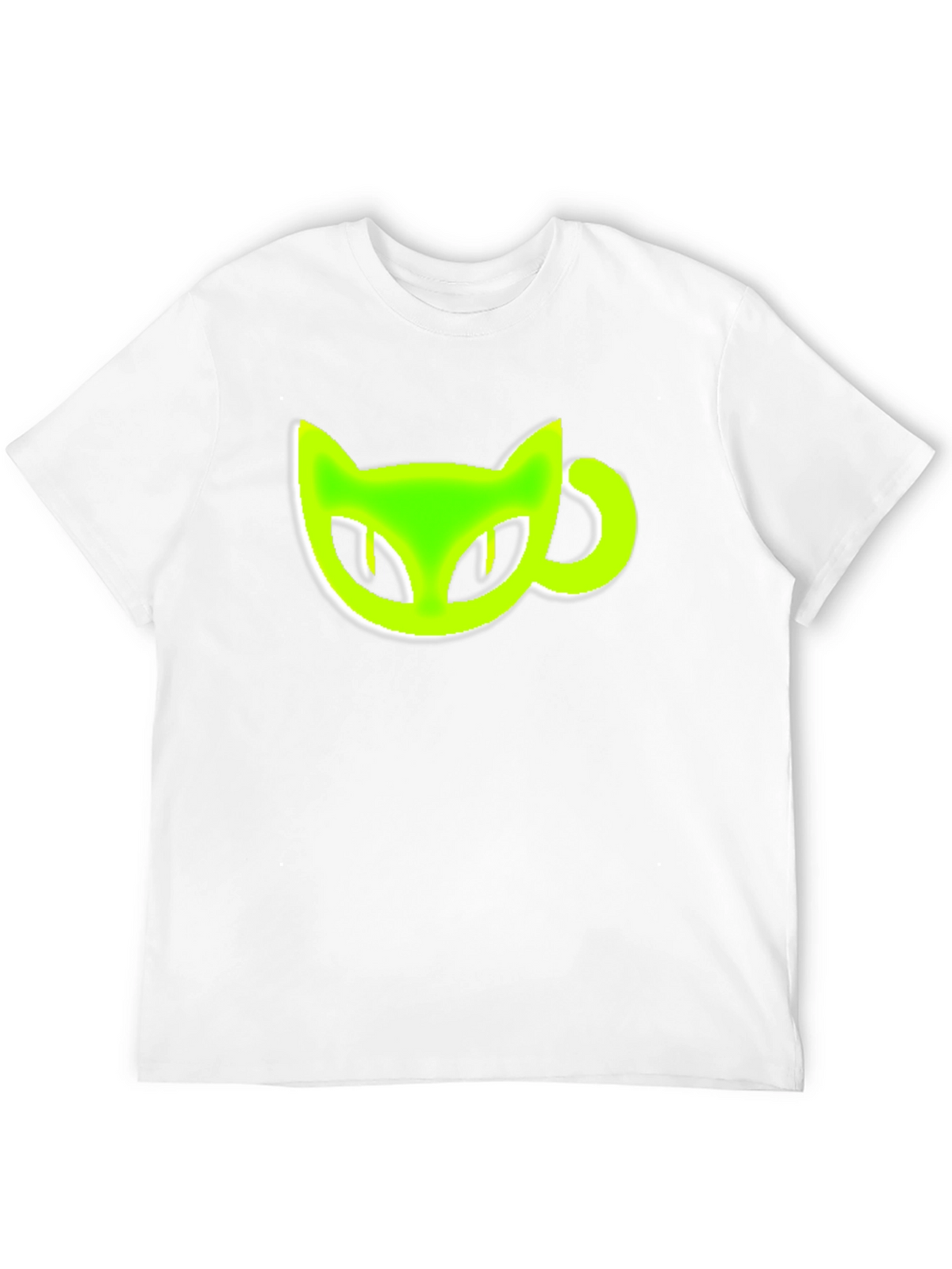 Black T-Shirt with Green Cat-Shaped Coffee Mug