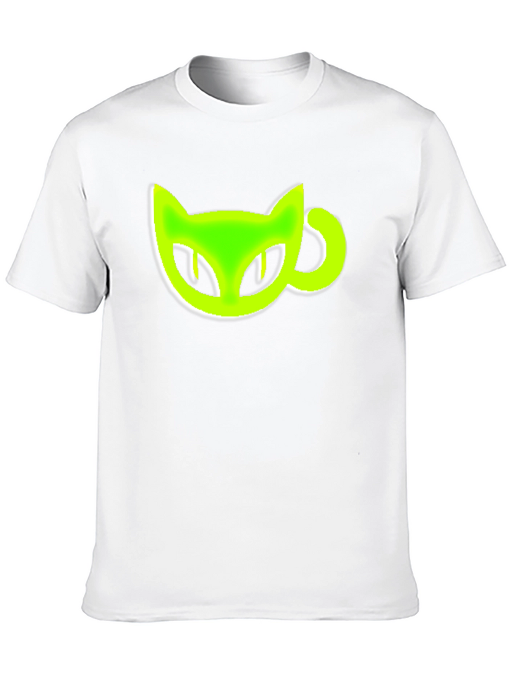 Black T-Shirt with Green Cat-Shaped Coffee Mug