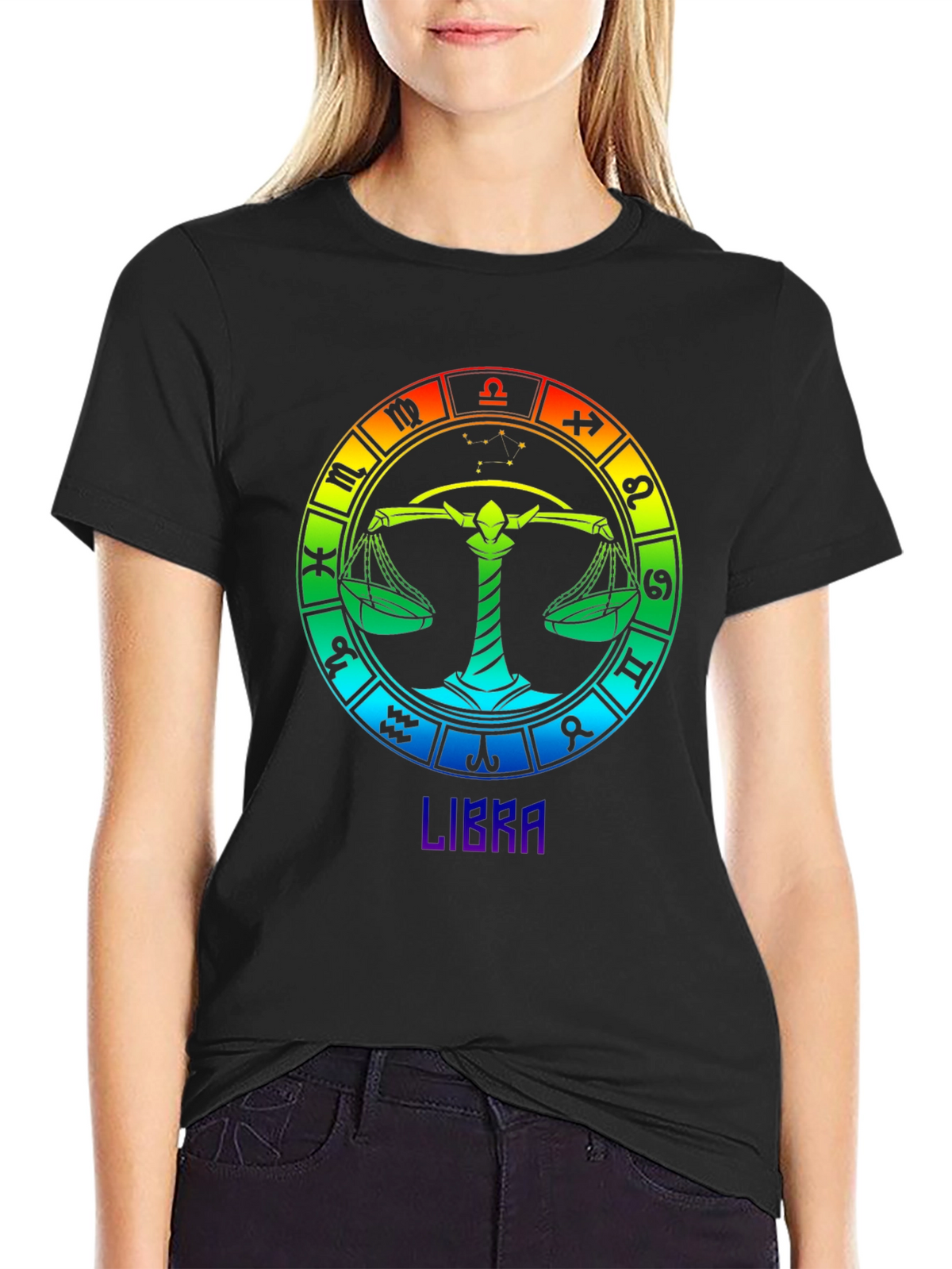 Libra Zodiac T-Shirt - Rainbow Astrological Sign Tee