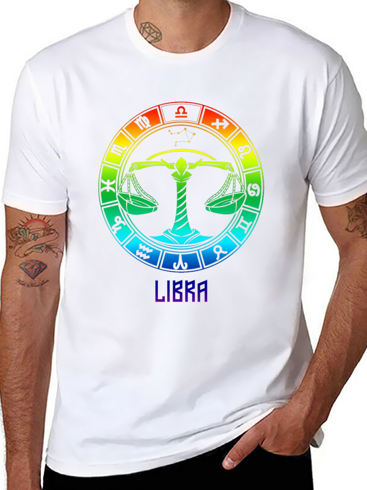 Libra Zodiac T-Shirt - Rainbow Astrological Sign Tee