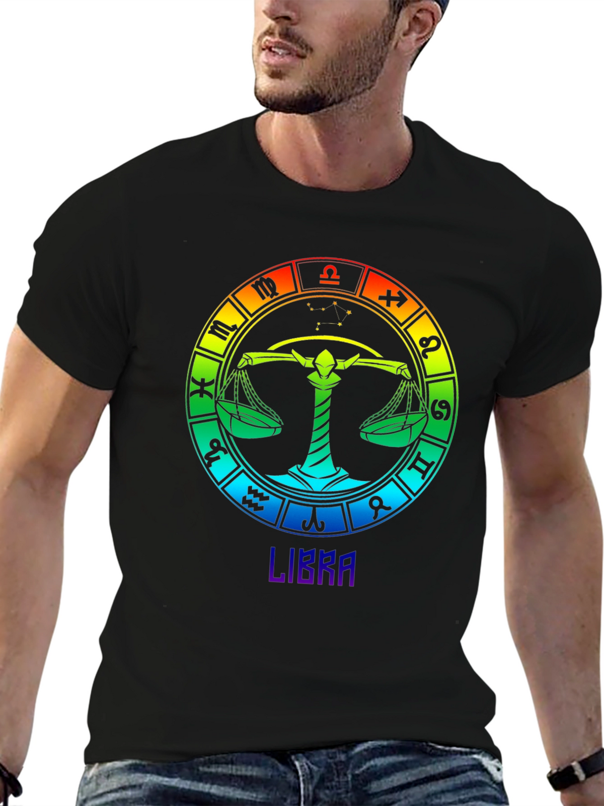 Libra Zodiac T-Shirt - Rainbow Astrological Sign Tee