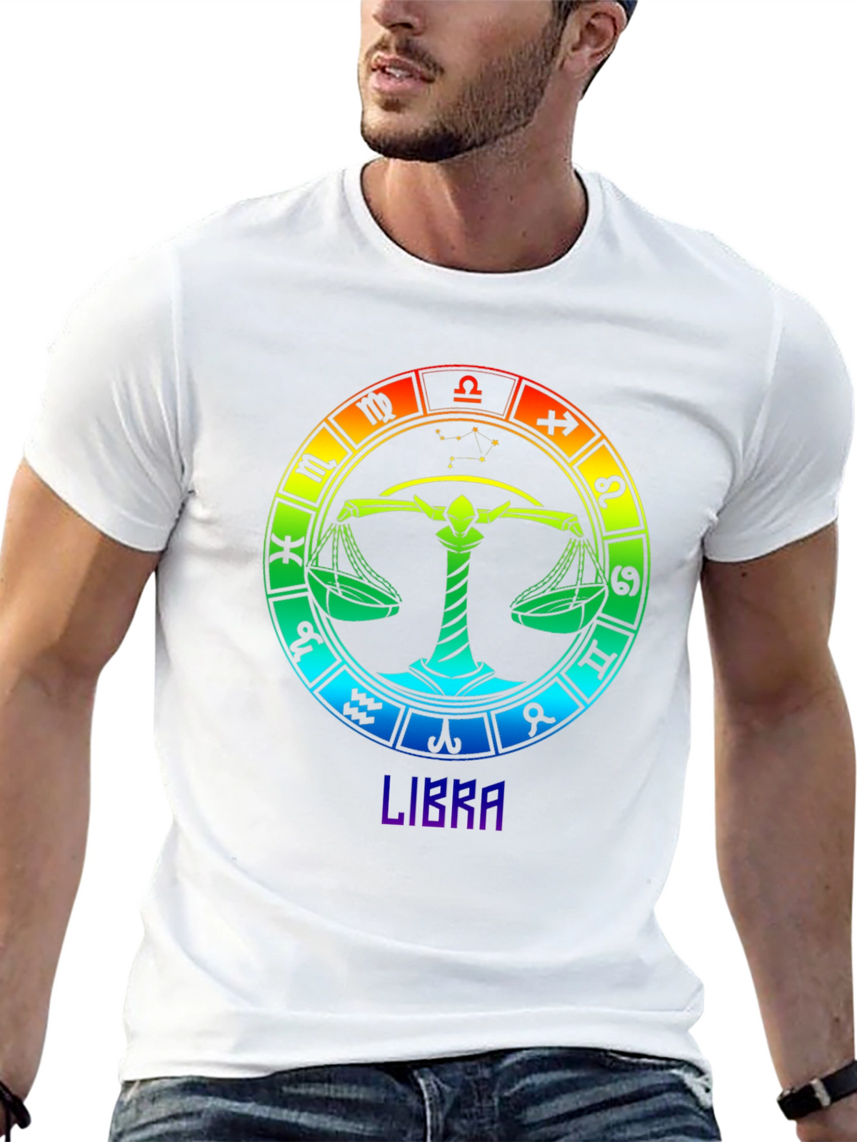 Libra Zodiac T-Shirt - Rainbow Astrological Sign Tee