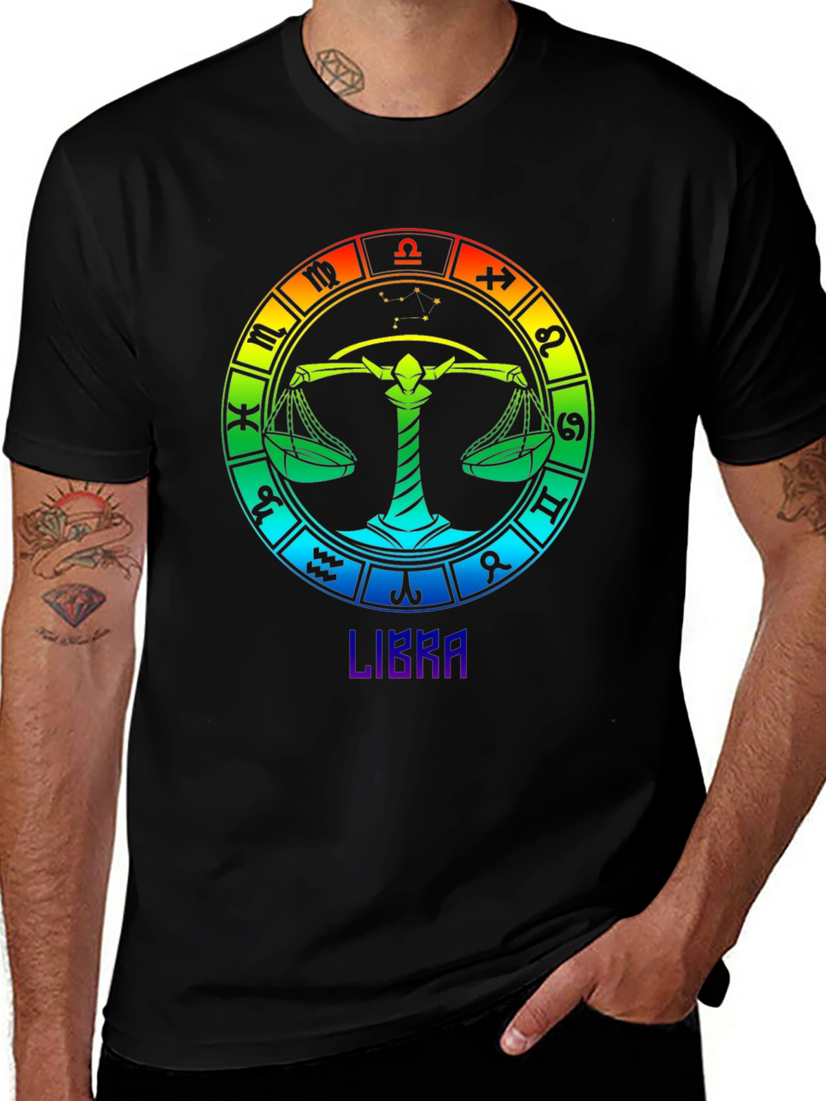 Libra Zodiac T-Shirt - Rainbow Astrological Sign Tee