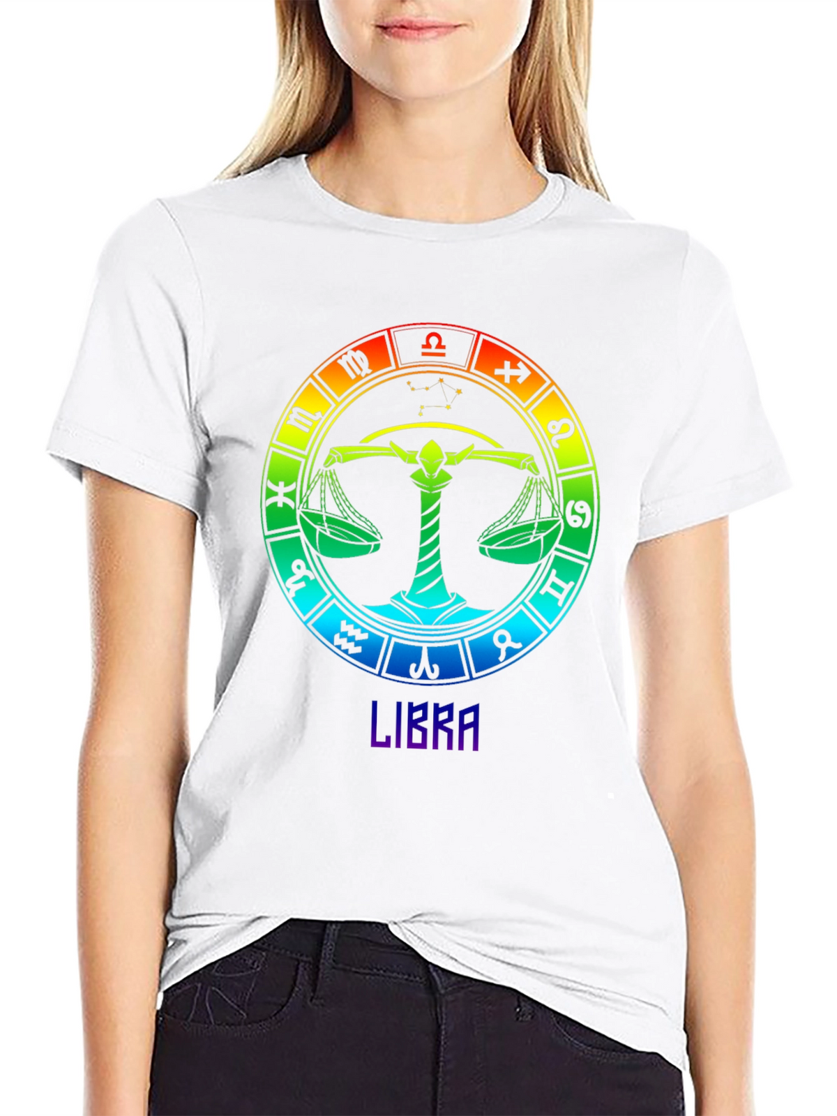 Libra Zodiac T-Shirt - Rainbow Astrological Sign Tee