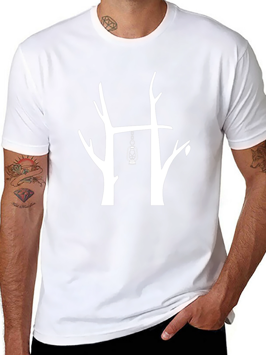 Nature Lantern Graphic Tee - Black Cotton Blend