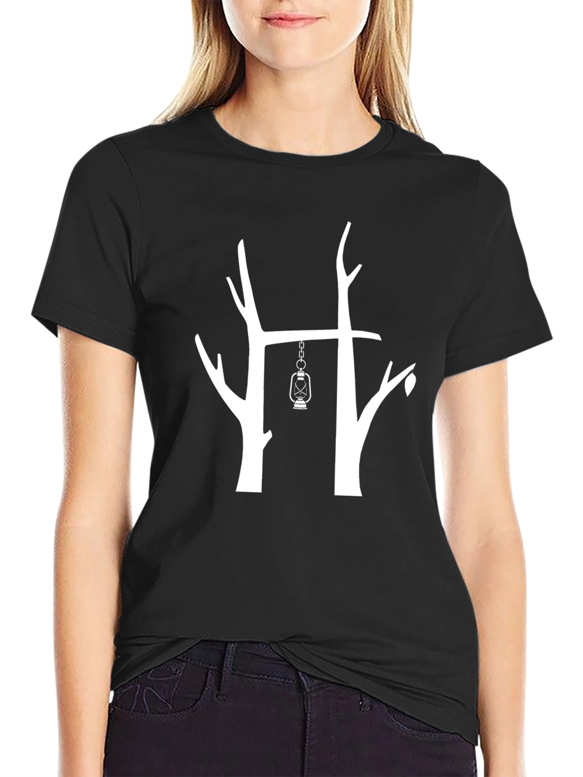 Nature Lantern Graphic Tee - Black Cotton Blend