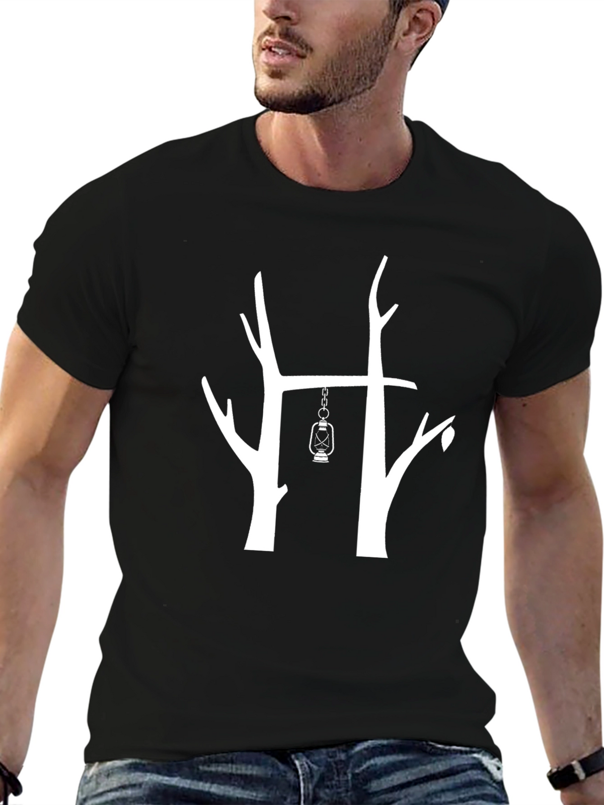 Nature Lantern Graphic Tee - Black Cotton Blend