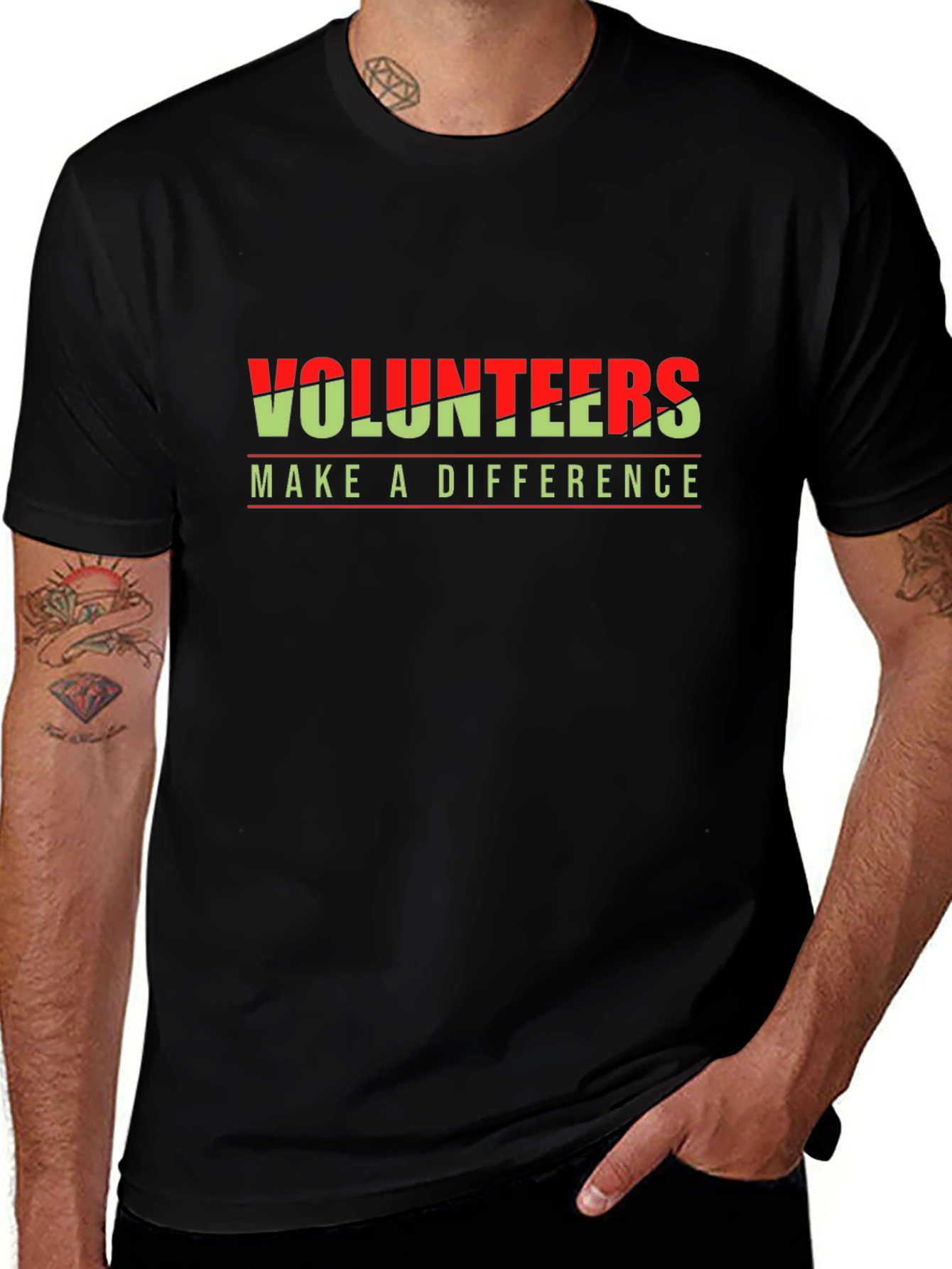 Volunteers Make a Difference Black T-Shirt
