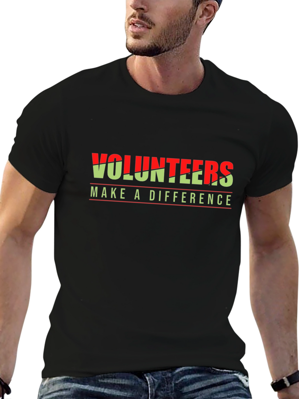 Volunteers Make a Difference Black T-Shirt