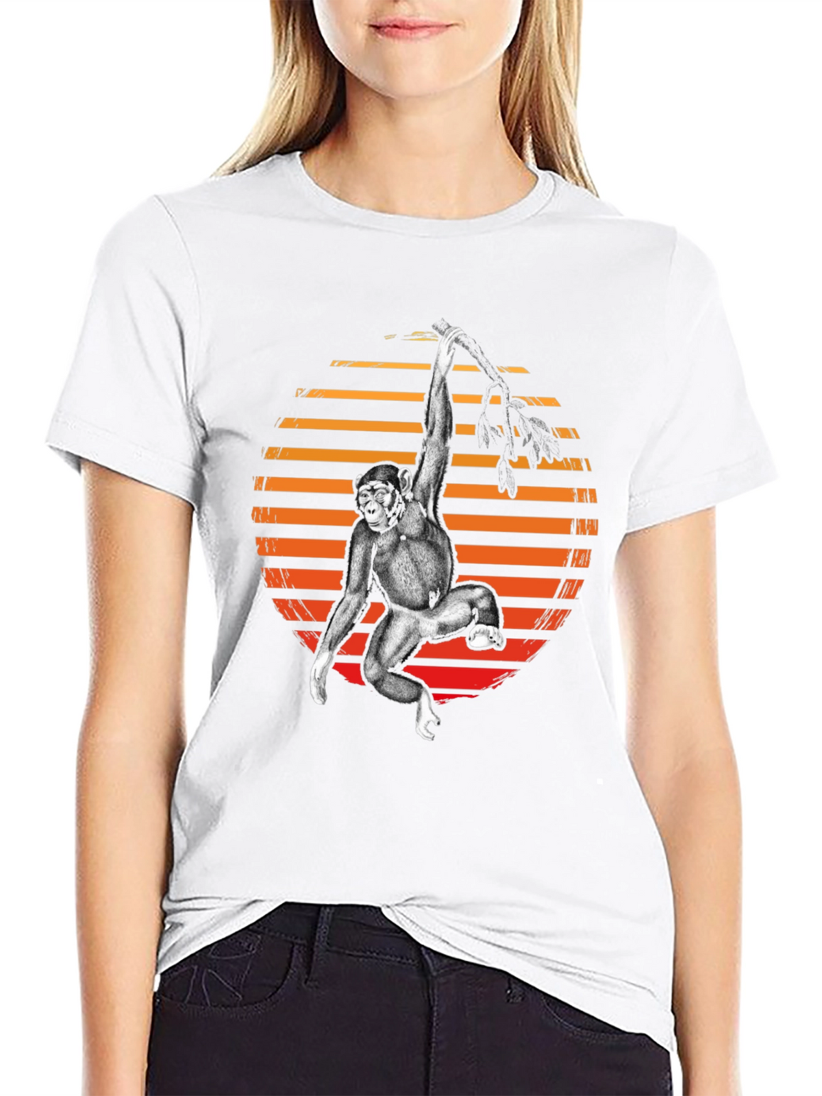 Monkey Retro Sunset Graphic Tee