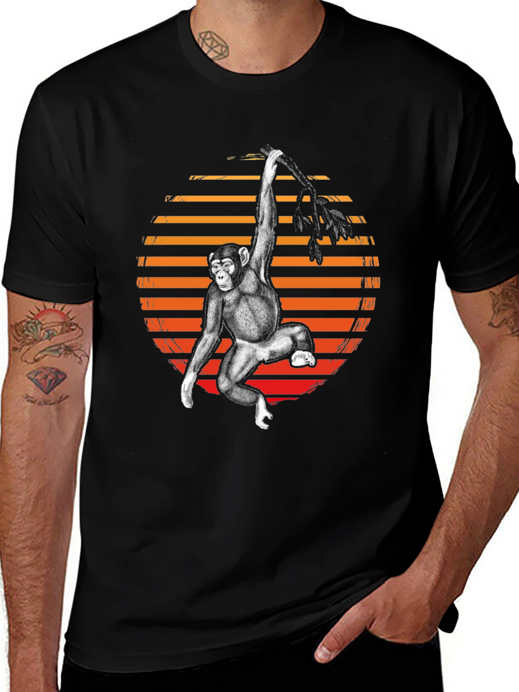 Monkey Retro Sunset Graphic Tee
