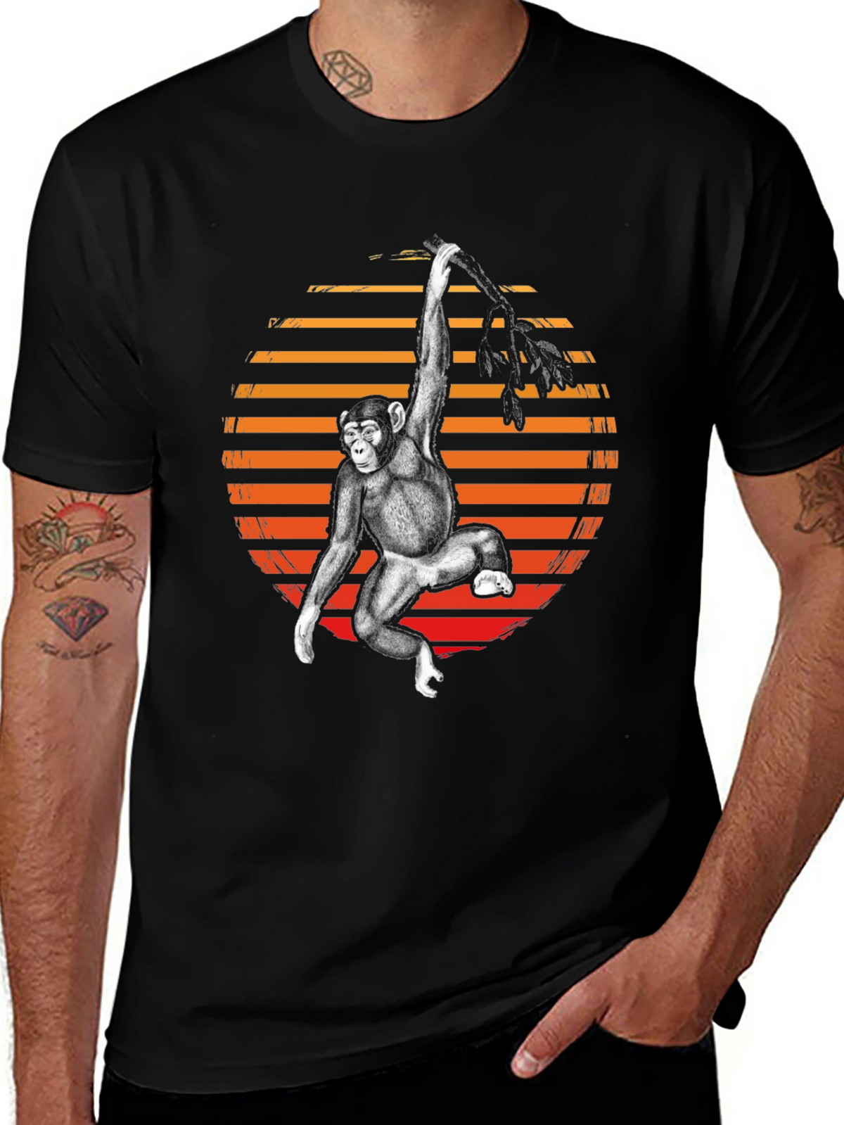 Monkey Retro Sunset Graphic Tee