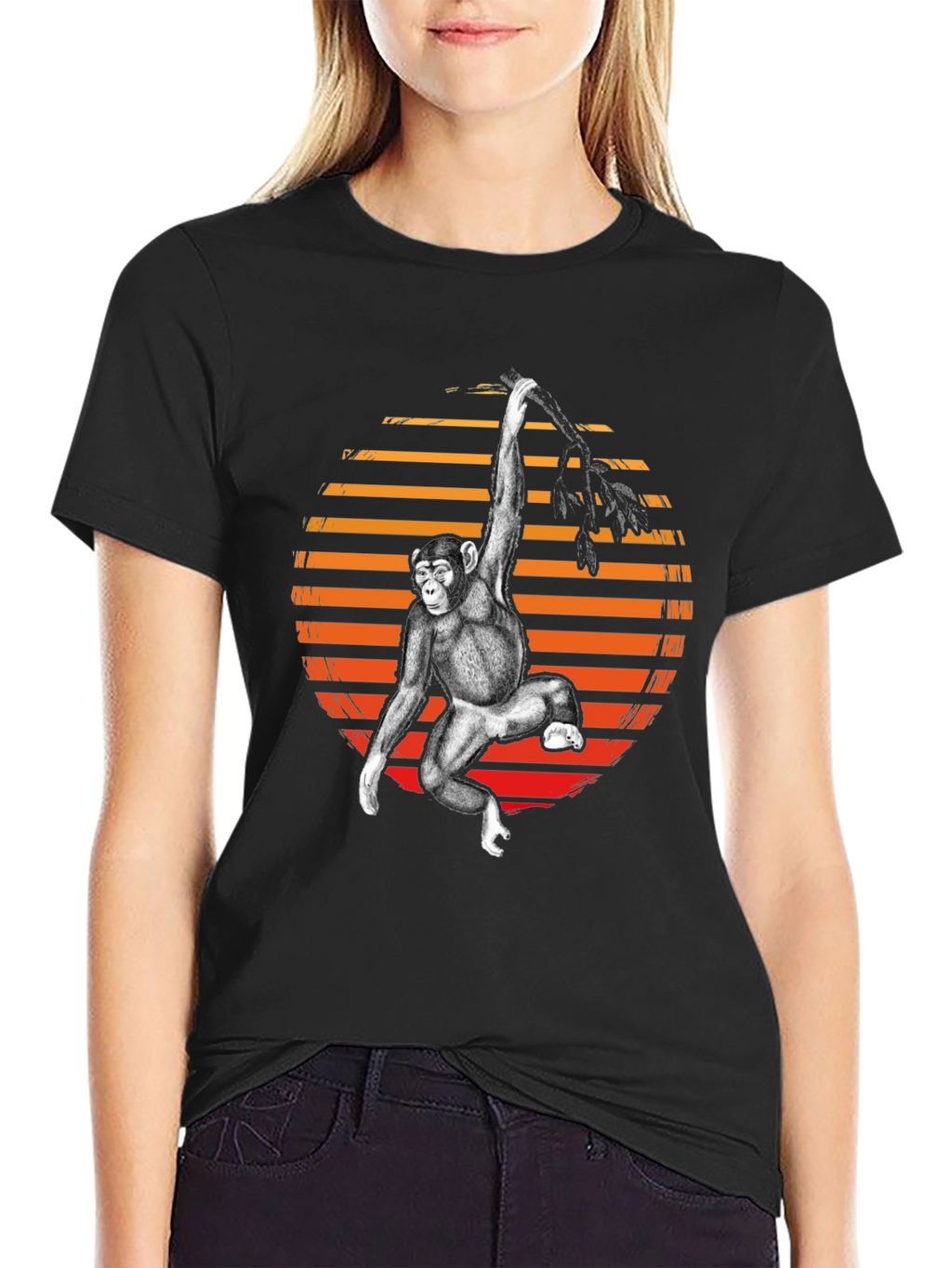 Monkey Retro Sunset Graphic Tee