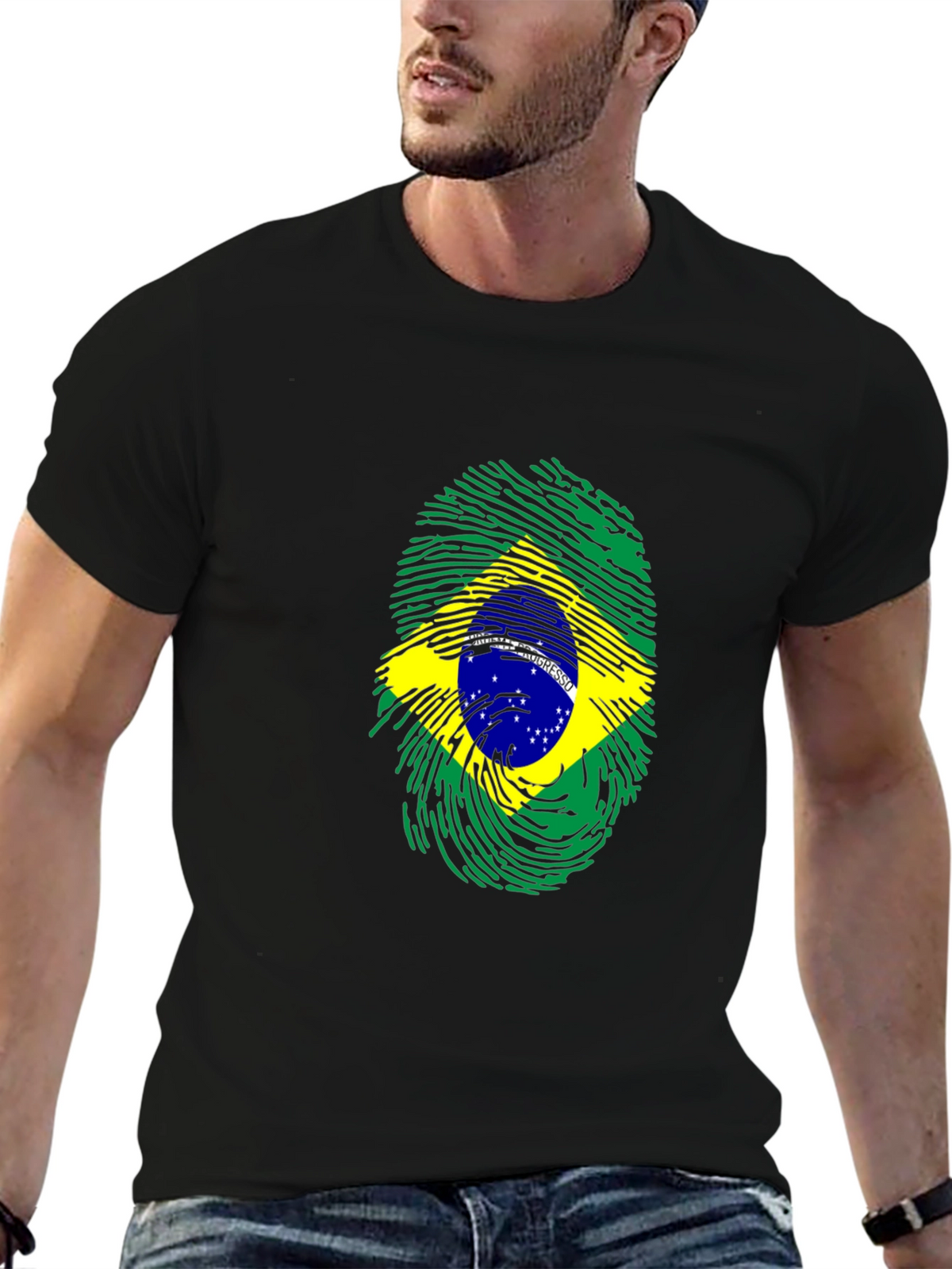 Brazil Flag Fingerprint Graphic Tee