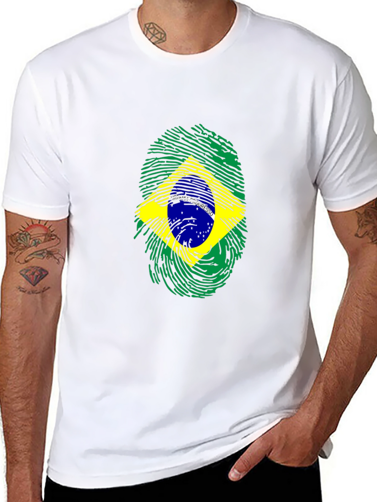 Brazil Flag Fingerprint Graphic Tee