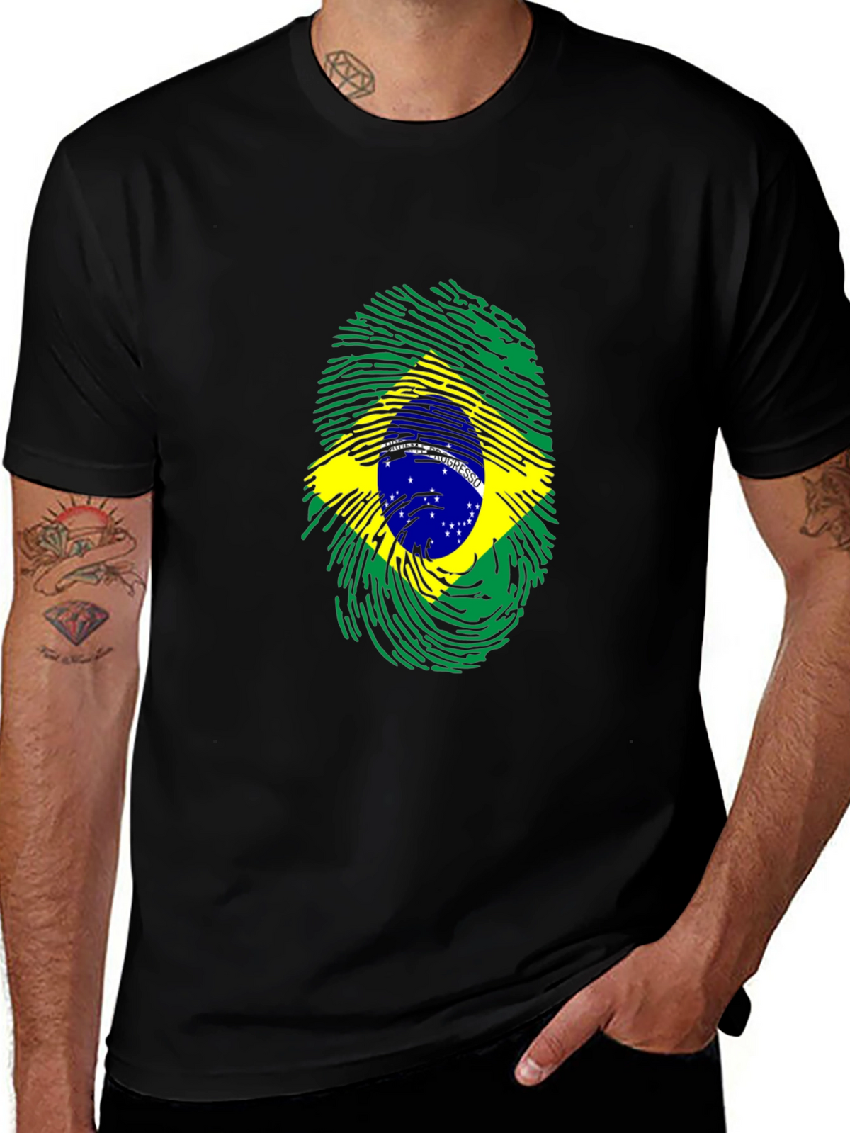Brazil Flag Fingerprint Graphic Tee
