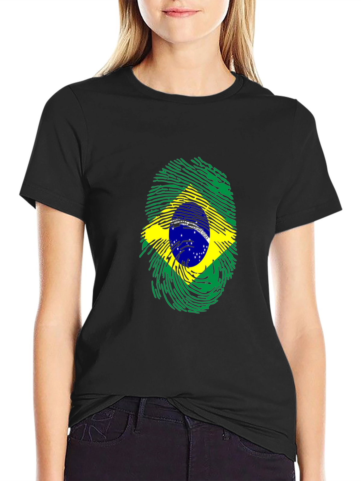 Brazil Flag Fingerprint Graphic Tee