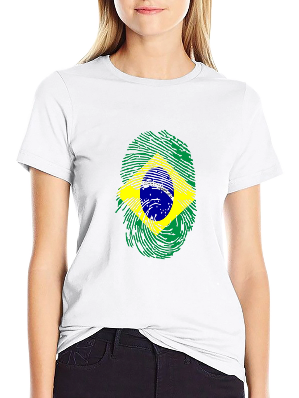 Brazil Flag Fingerprint Graphic Tee