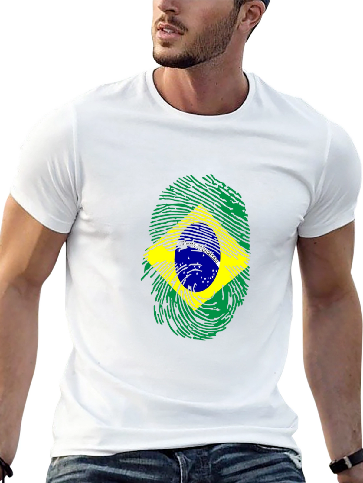 Brazil Flag Fingerprint Graphic Tee