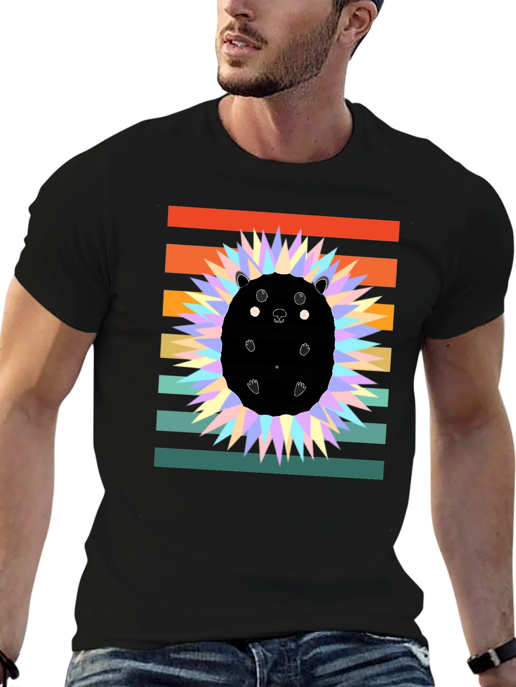 Retro Hedgehog Graphic Tee - Stylish Animal Lover Shirt