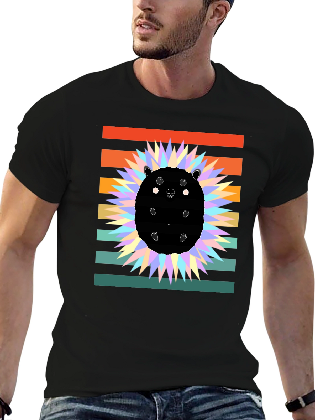 Retro Hedgehog Graphic Tee - Stylish Animal Lover Shirt