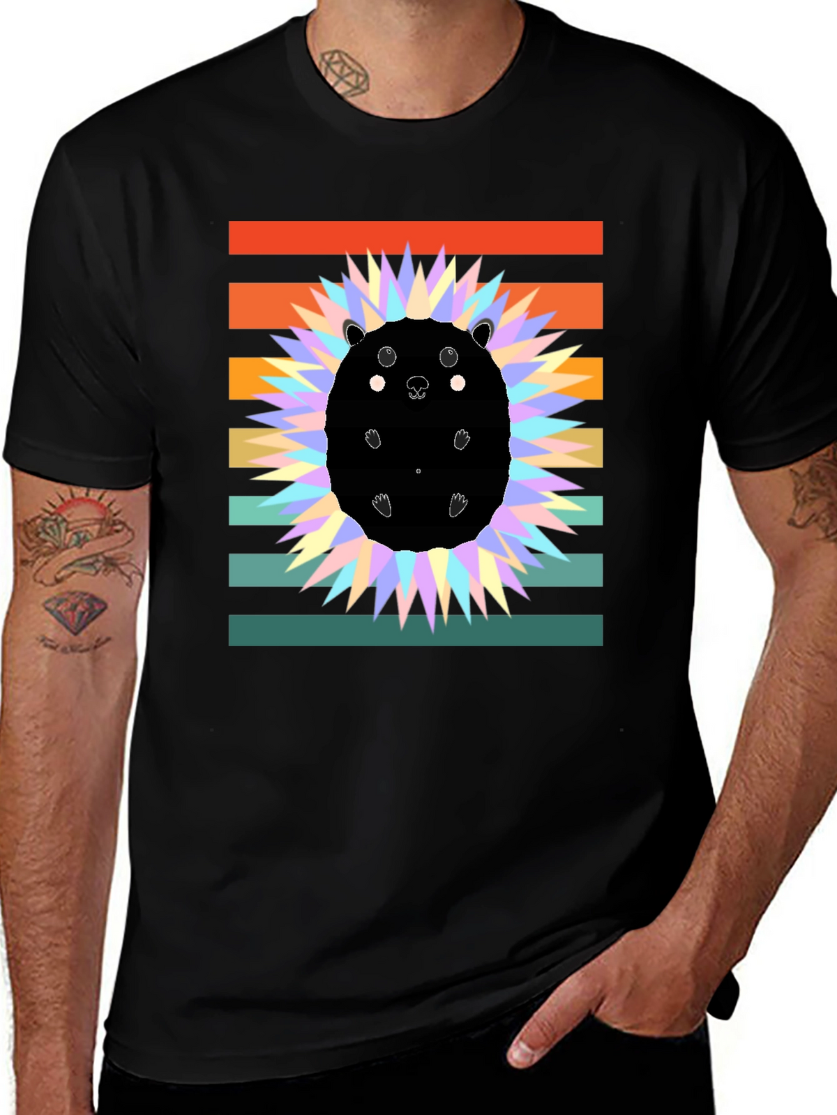 Retro Hedgehog Graphic Tee - Stylish Animal Lover Shirt