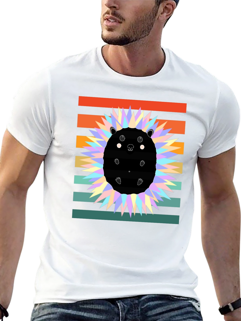 Retro Hedgehog Graphic Tee - Stylish Animal Lover Shirt