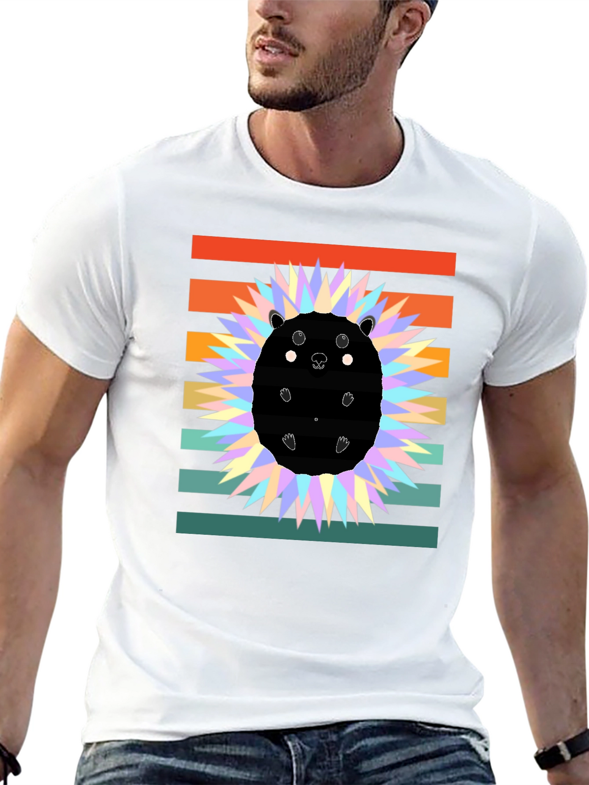 Retro Hedgehog Graphic Tee - Stylish Animal Lover Shirt