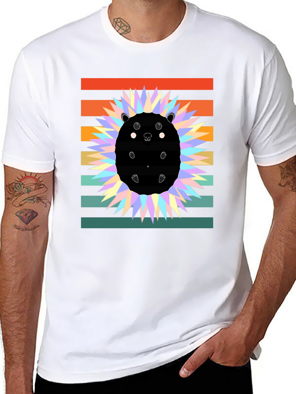 Retro Hedgehog Graphic Tee - Stylish Animal Lover Shirt