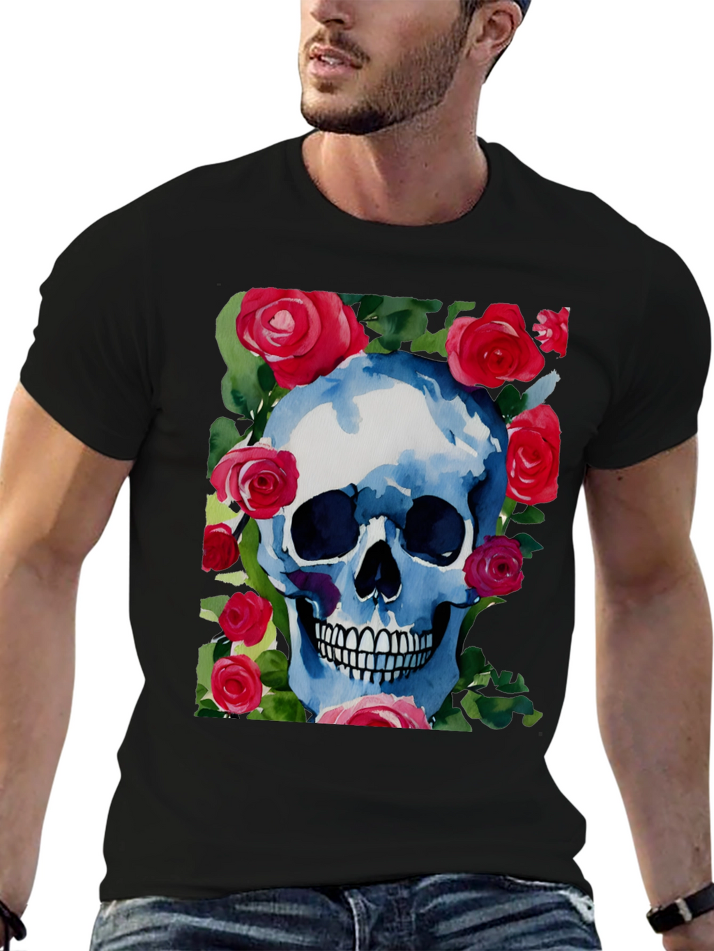Skull & Roses Graphic Tee - Unique Design