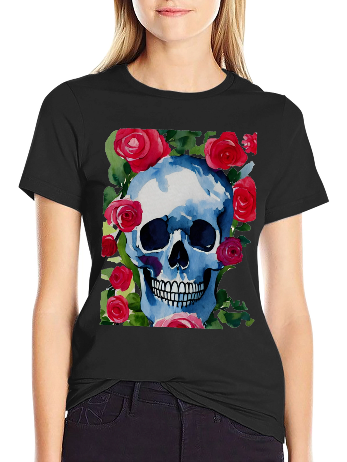 Skull & Roses Graphic Tee - Unique Design