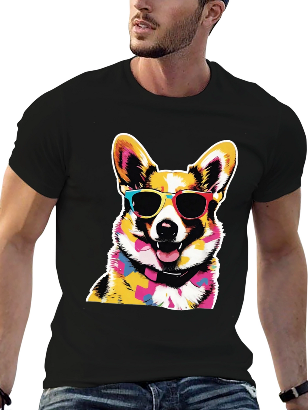 Cool Corgi Graphic Black Tee