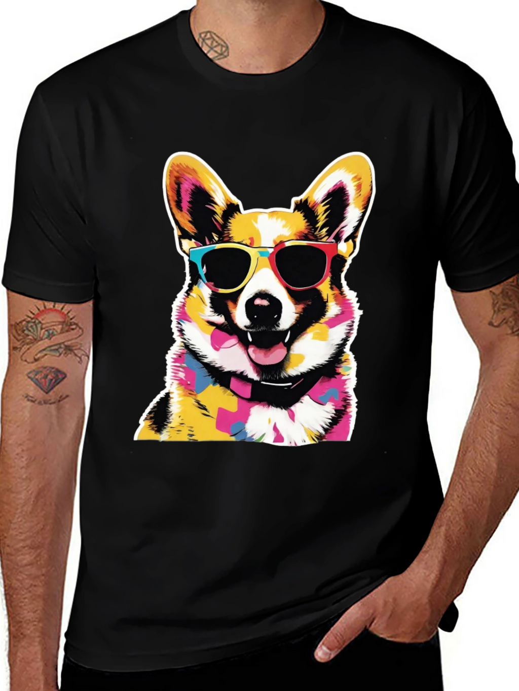 Cool Corgi Graphic Black Tee
