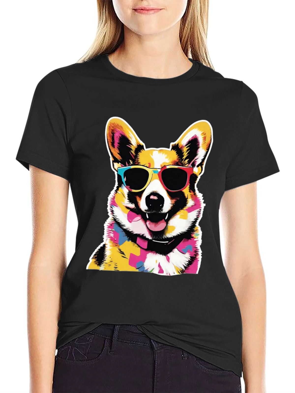 Cool Corgi Graphic Black Tee