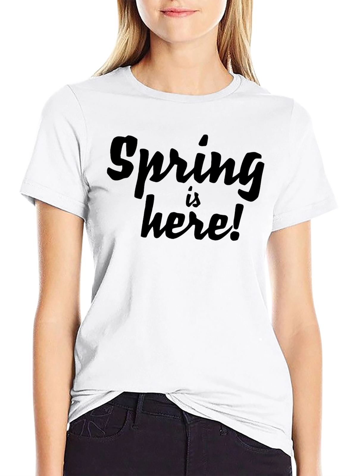 Spring is Here! Black Graphic T-Shirt