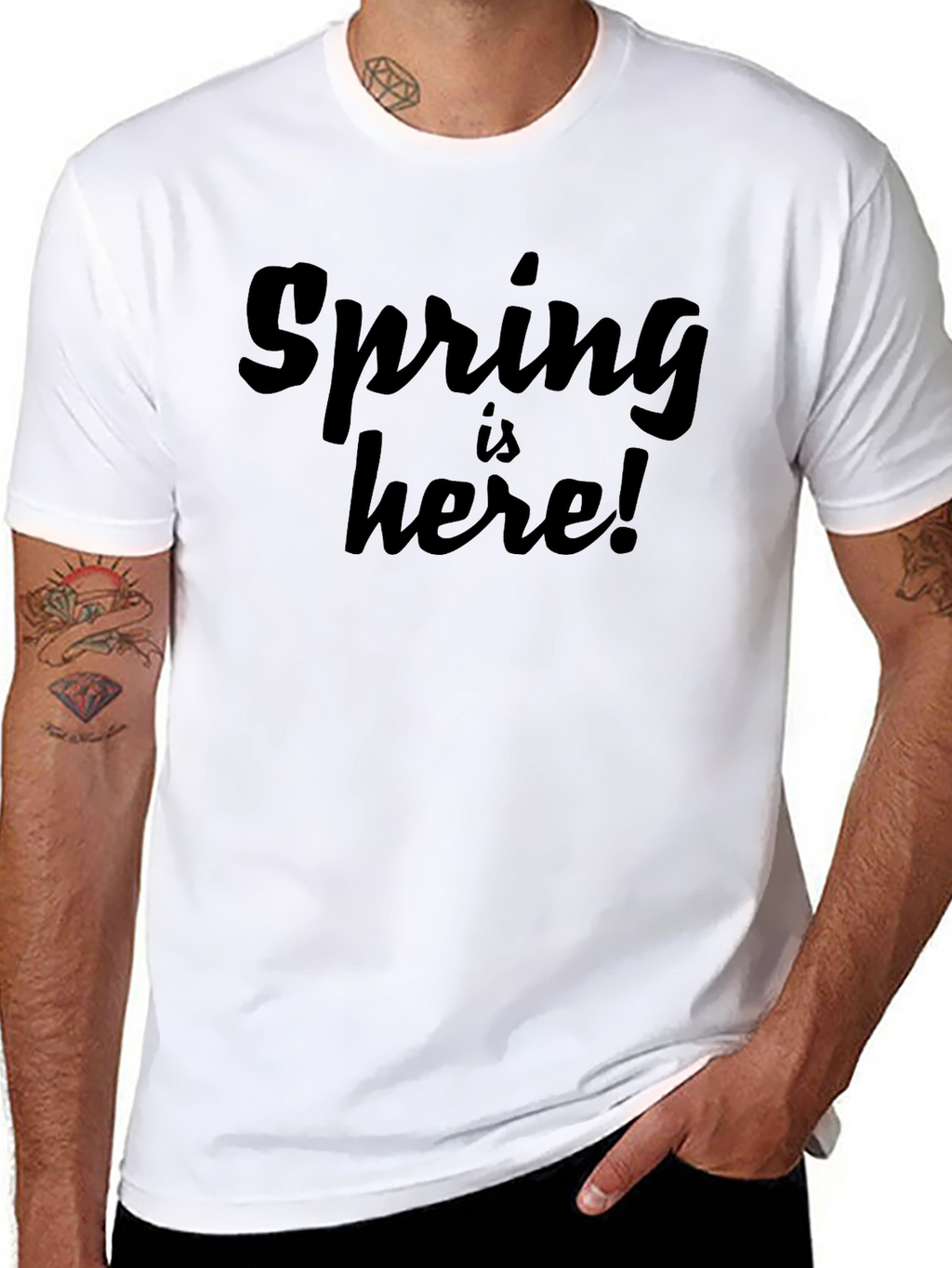 Spring is Here! Black Graphic T-Shirt