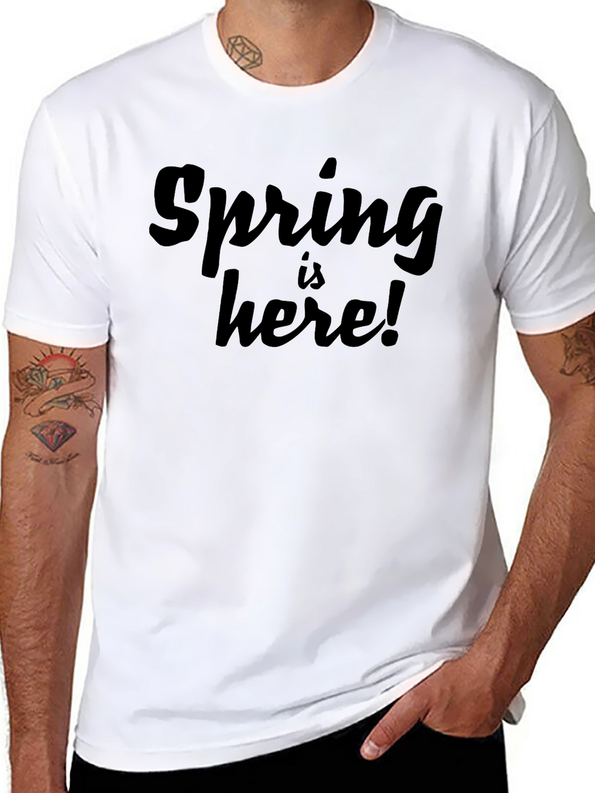Spring is Here! Black Graphic T-Shirt