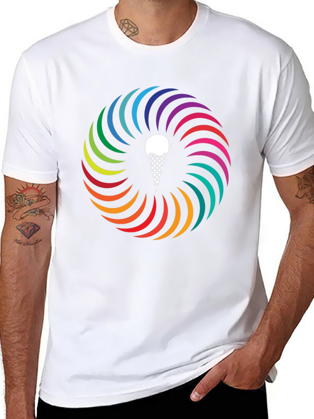Rainbow Ice Cream Cone Graphic Tee