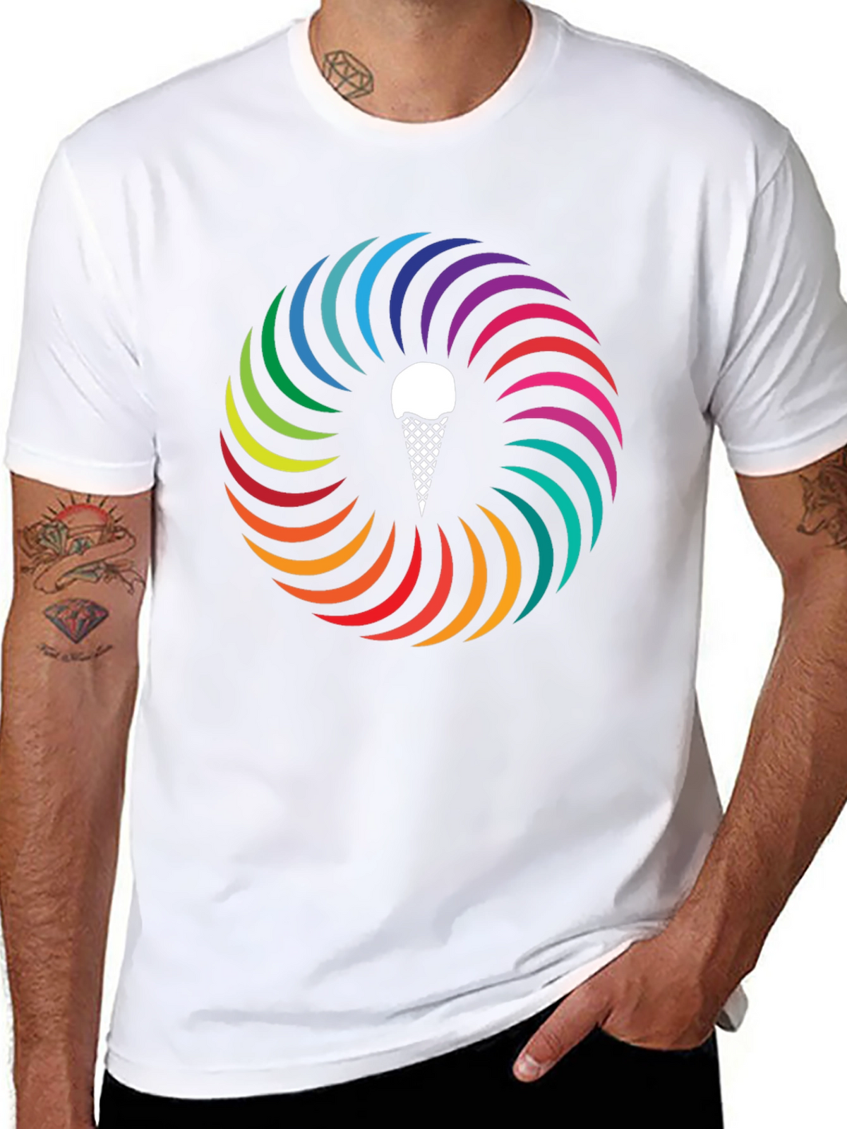 Rainbow Ice Cream Cone Graphic Tee