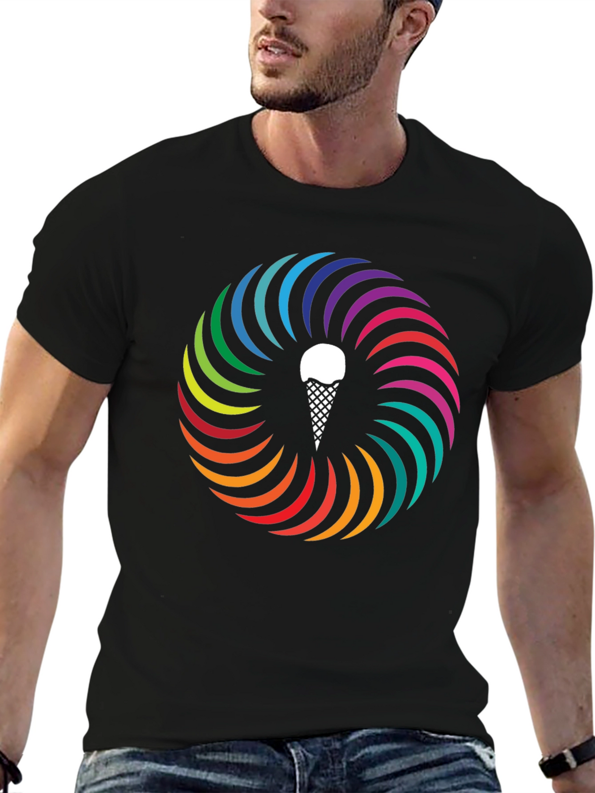 Rainbow Ice Cream Cone Graphic Tee