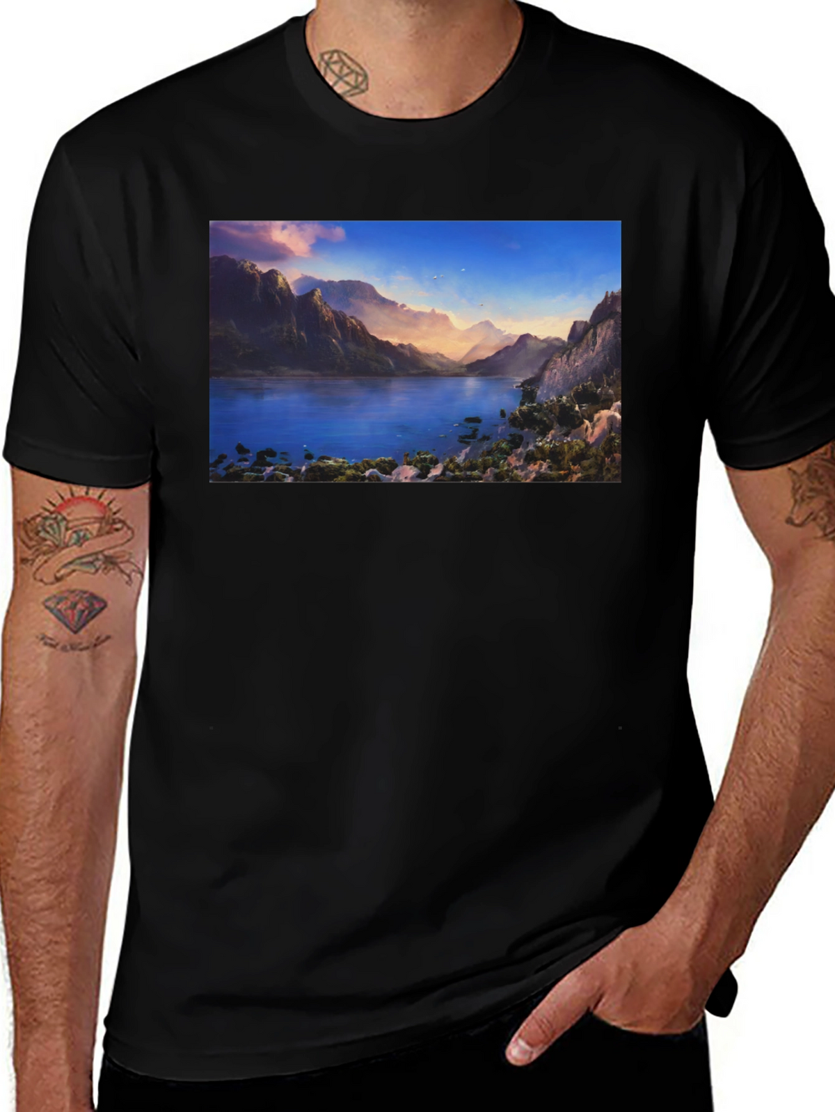 Lake View Graphic Tee - Mens Black T-Shirt