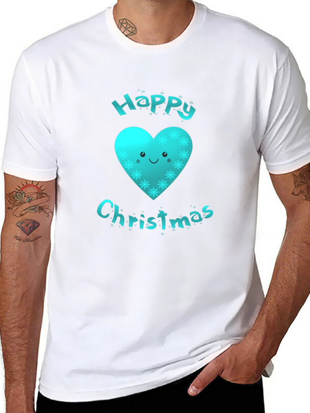 Festive Happy Christmas Heart Graphic T-Shirt