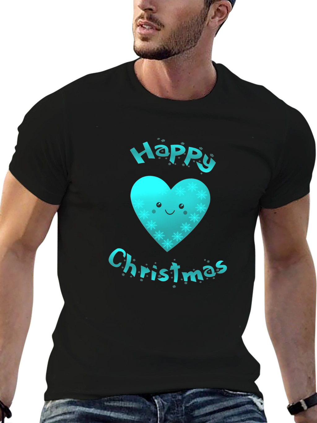 Festive Happy Christmas Heart Graphic T-Shirt
