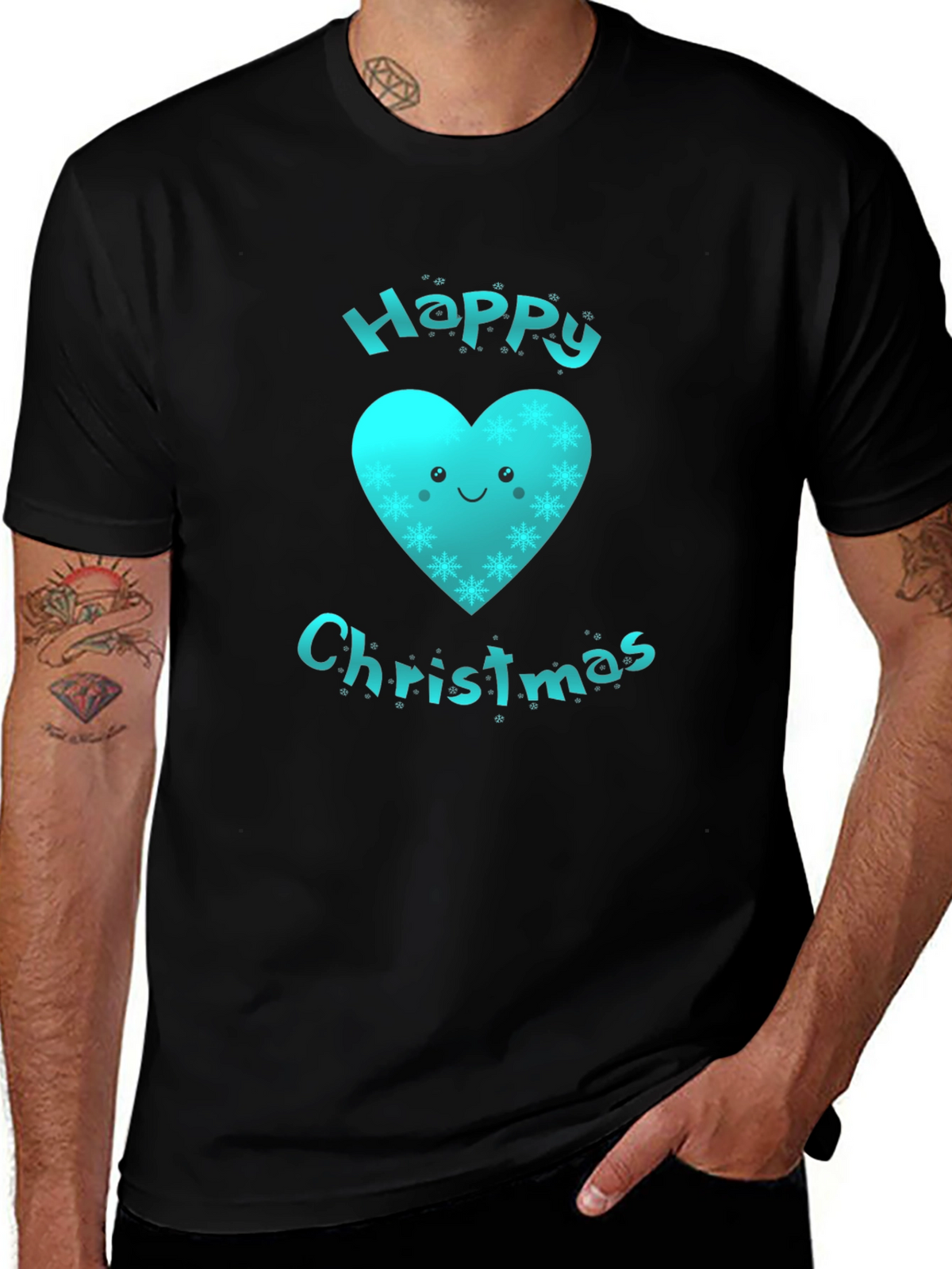 Festive Happy Christmas Heart Graphic T-Shirt