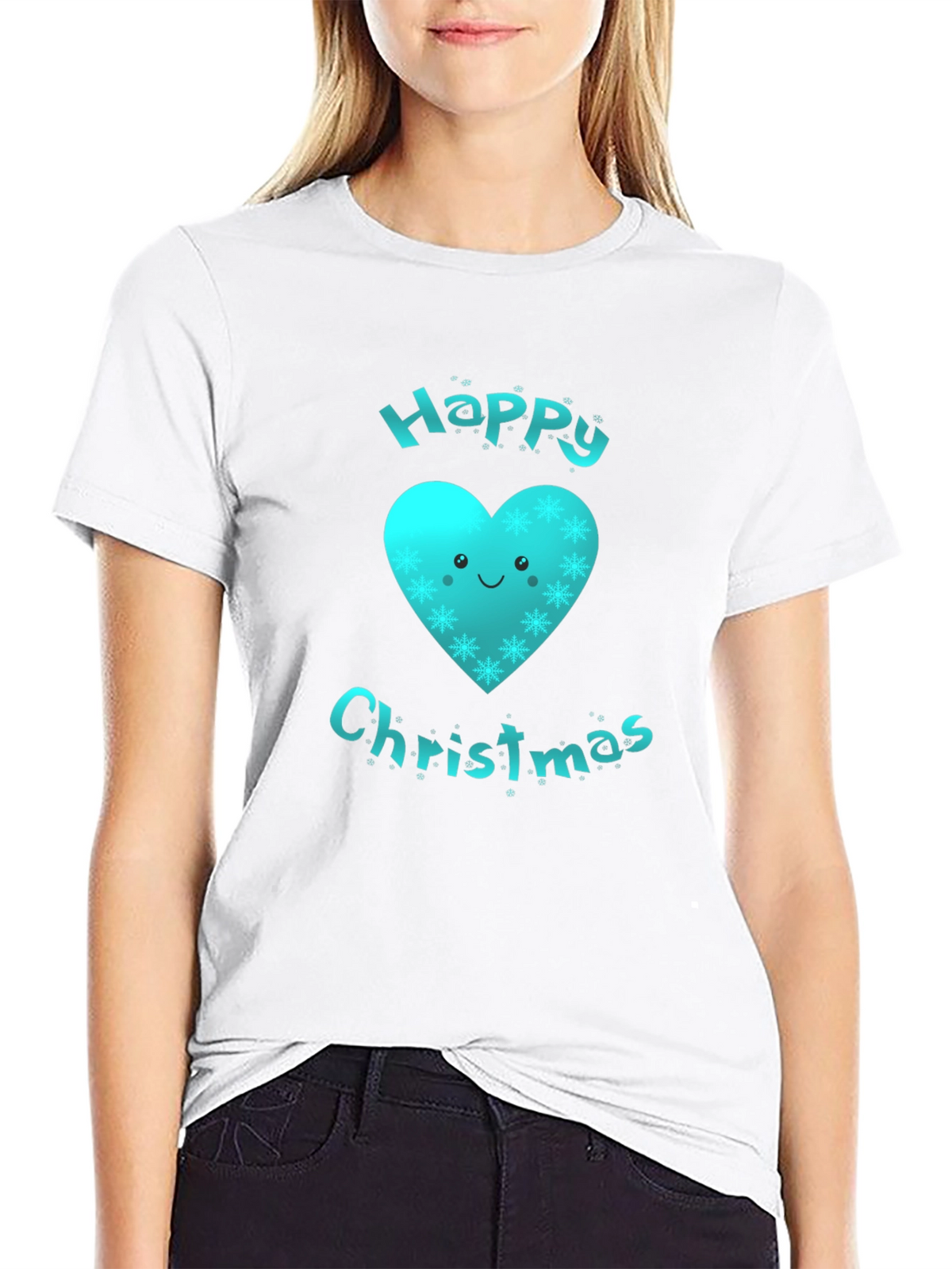 Festive Happy Christmas Heart Graphic T-Shirt